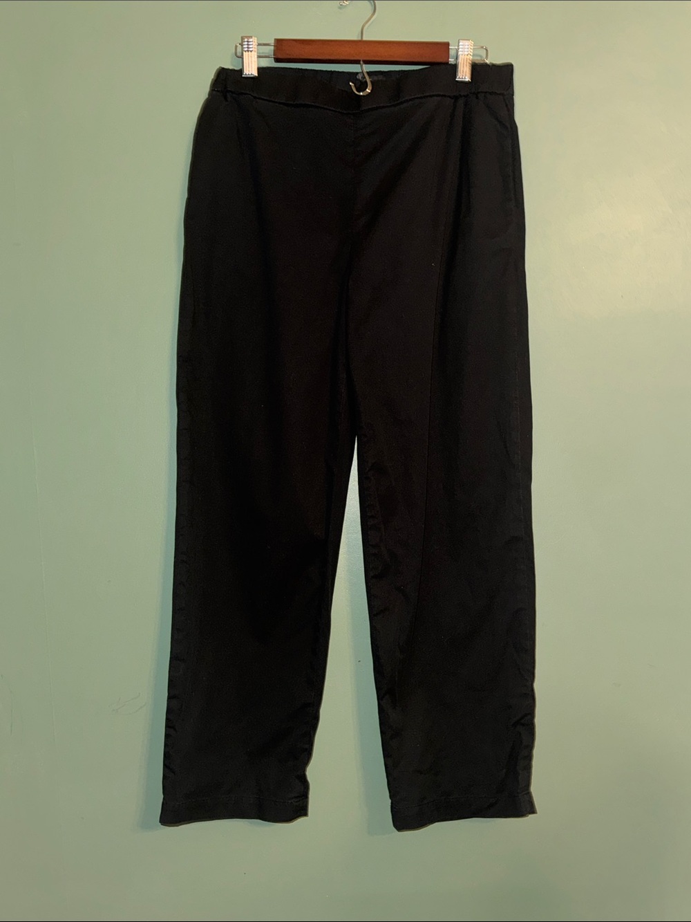 COS Black Straight Leg Elastic Waist Cotton Pant Workwear US 10